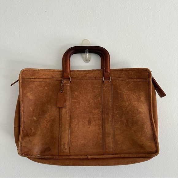 Vintage Coach Briefcase Handbag Brown Leather - Picture 1 of 16